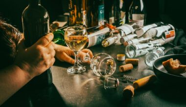 Alcoholic drinks at a bar.