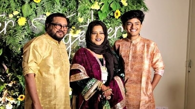 Ismail Darbar with wife Ayesha and son Imaan.