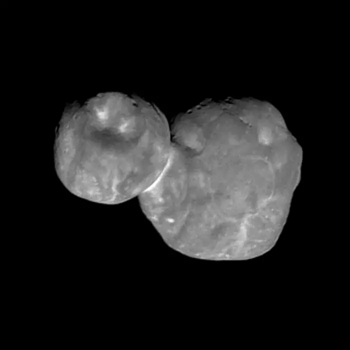 This image was taken by NASA's New Horizons spacecraft on Jan. 1st, 2019, during a flyby of Arrokoth (2014 MU69). Credit: NASA