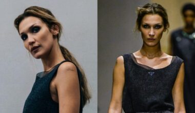 Bella Hadid at the Prada Fall 2026 ready-to-wear show.