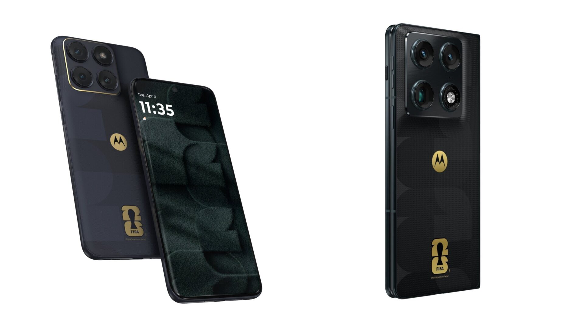Motorola Edge 70 Fusion and Razr Fold FIFA Edition side by side