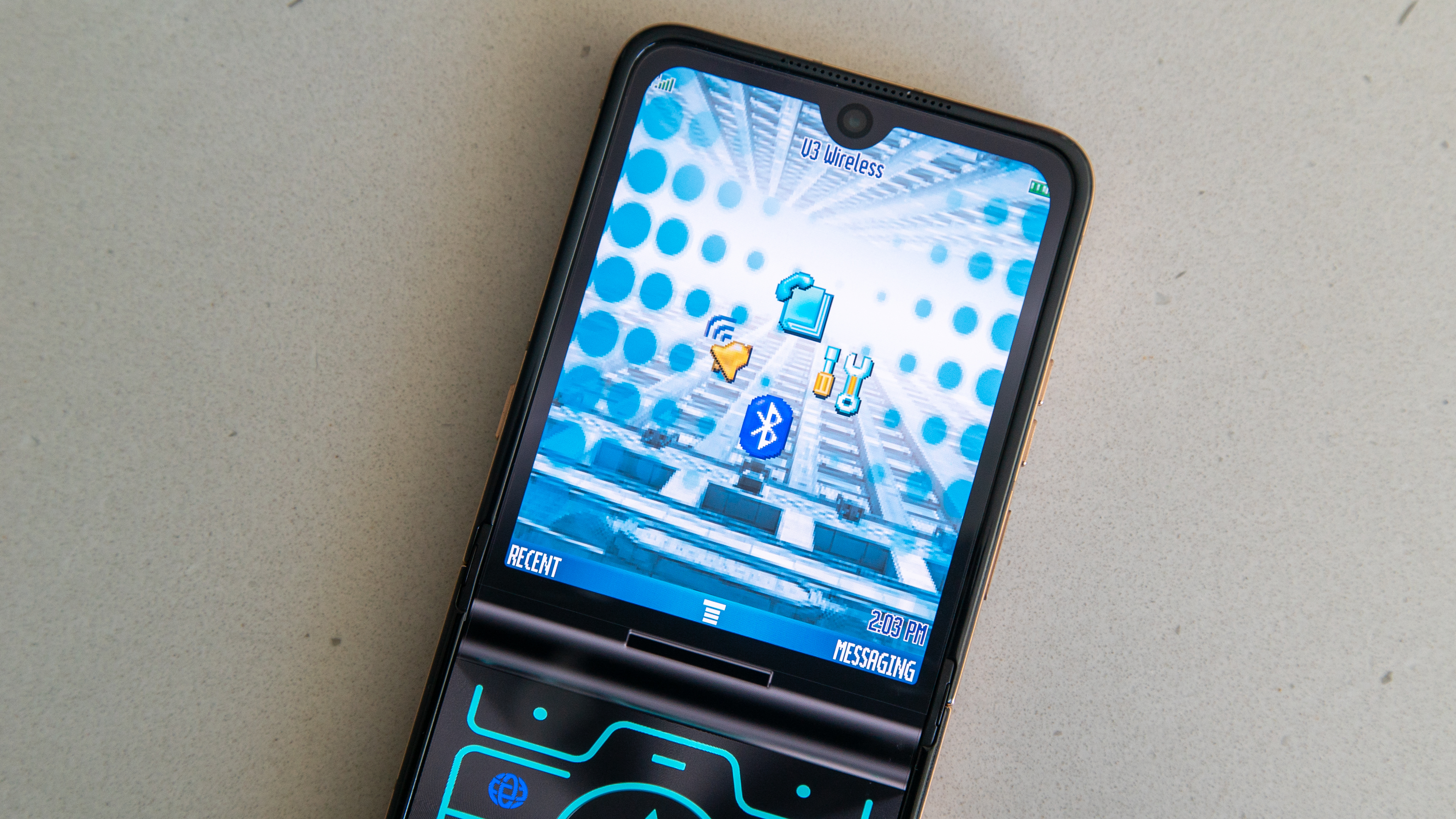 The Motorola Razr with Retro Razr mode enabled