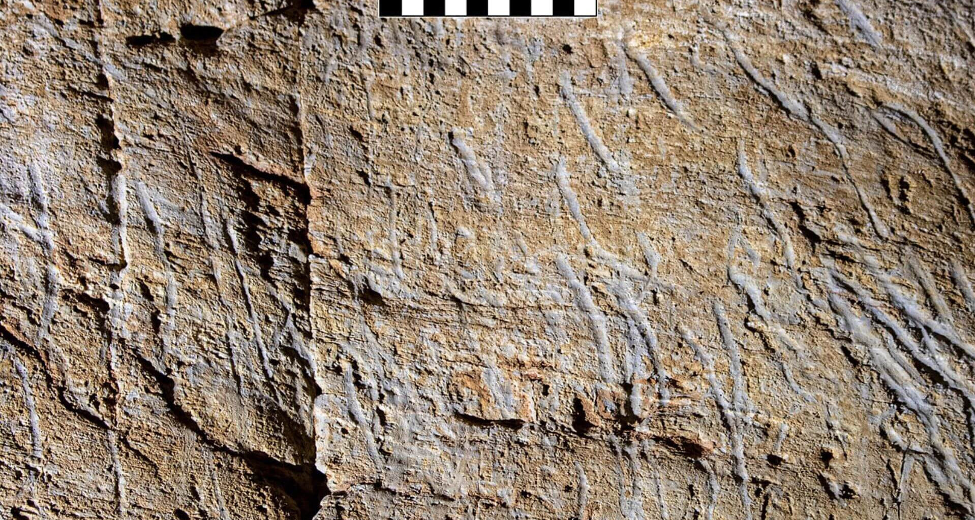 Bear scratch marks on the wall of the Bàsura Cave, Toirano, Liguria