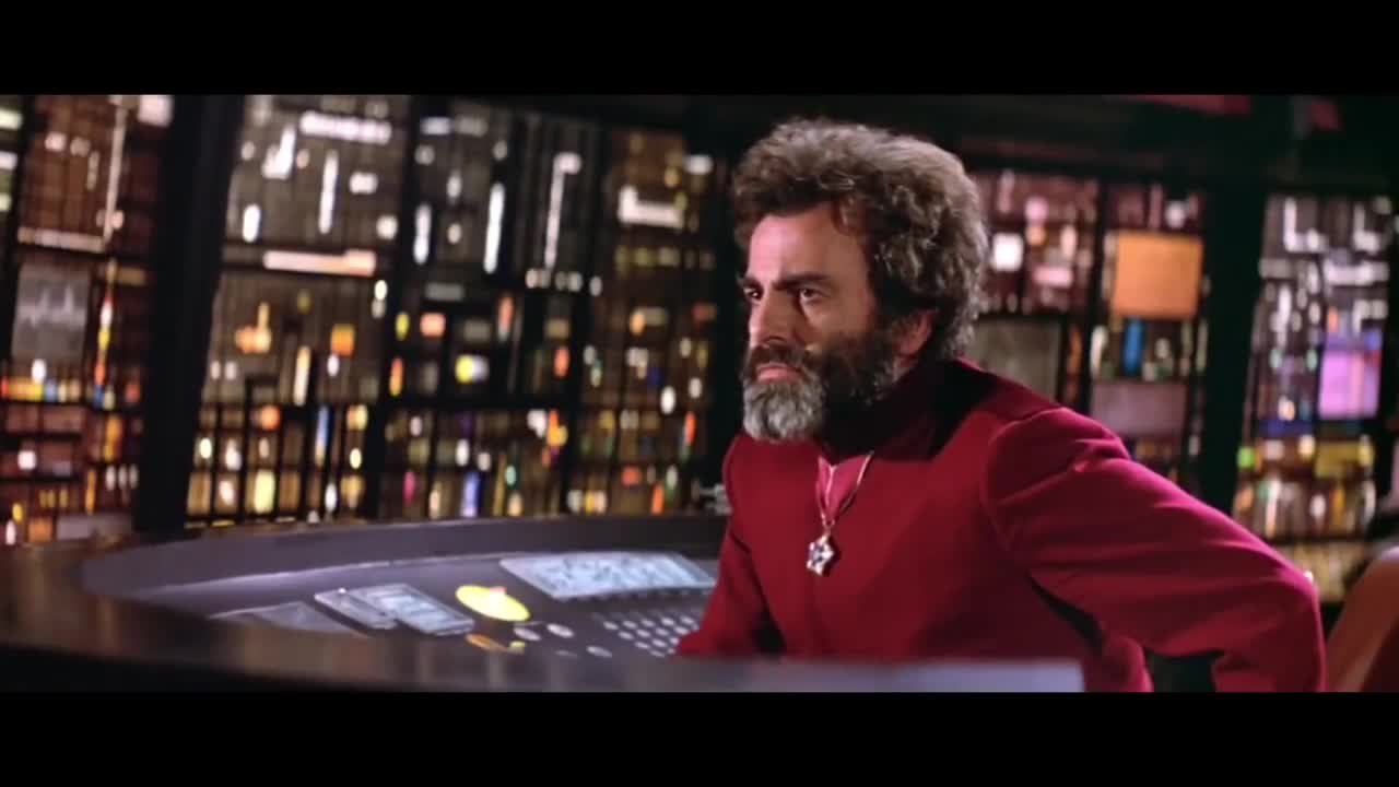 Screenshot from the 1979 sci-fi movie "The Black Hole"