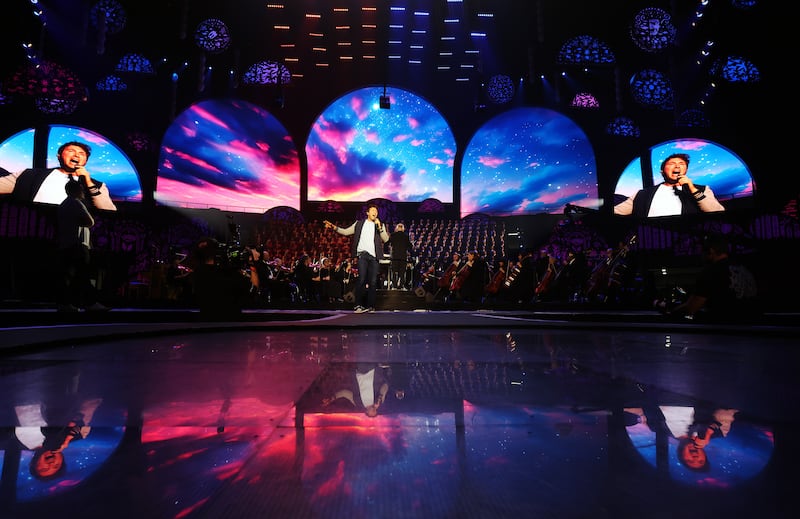 Nathan Pacheco sings during a rehearsal of the "Songs of Hope" tour concert by The Tabernacle Choir and Orchestra at Temple Square at Ginasio do Ibirapuera in São Paulo, Brazil, Thursday, Feb. 26, 2026.