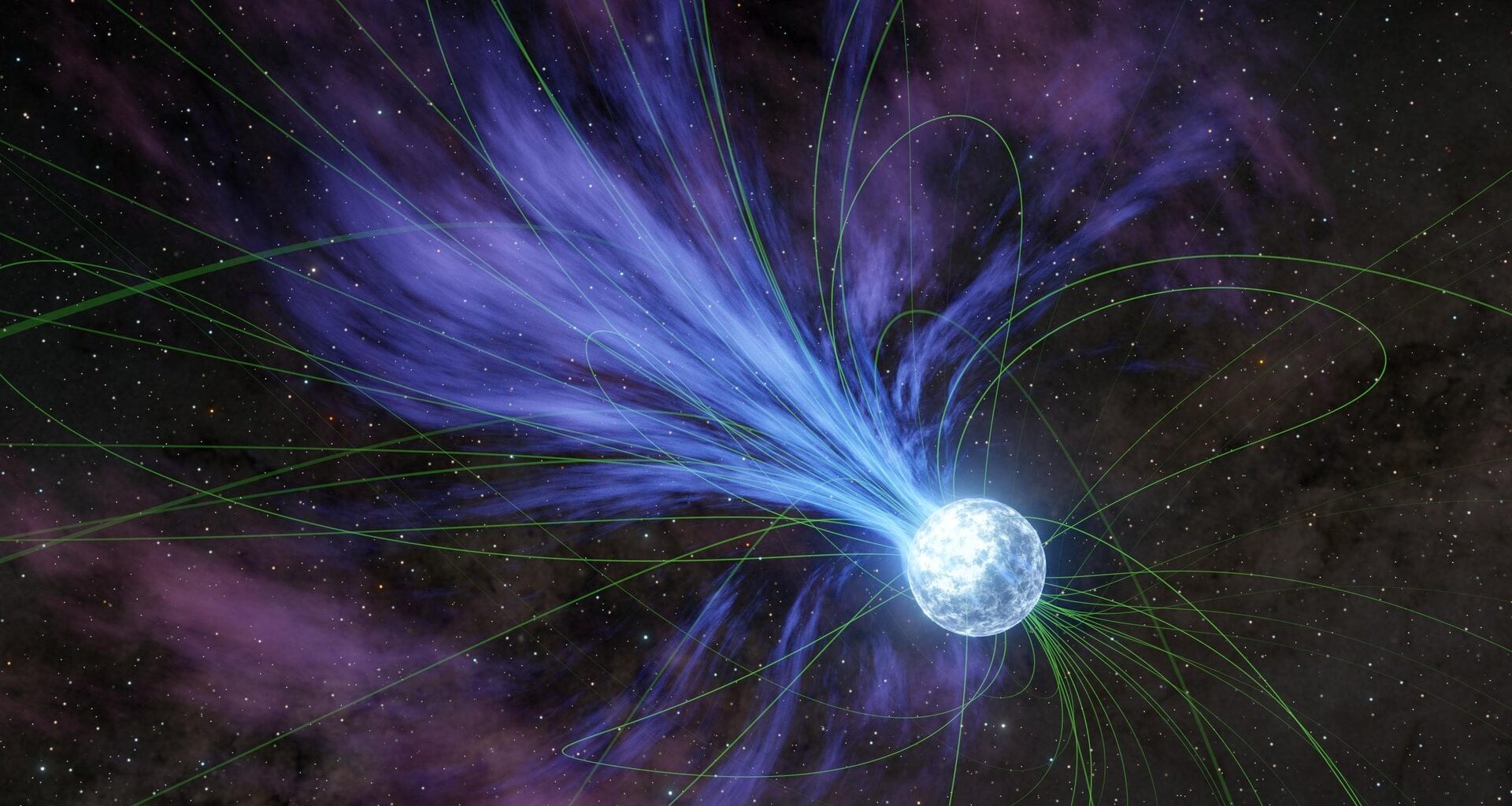 Artist's concept of a magnetar - one of the systems used to measure distance in the universe - losing mass. Credit - NASA/JPL-Caltech