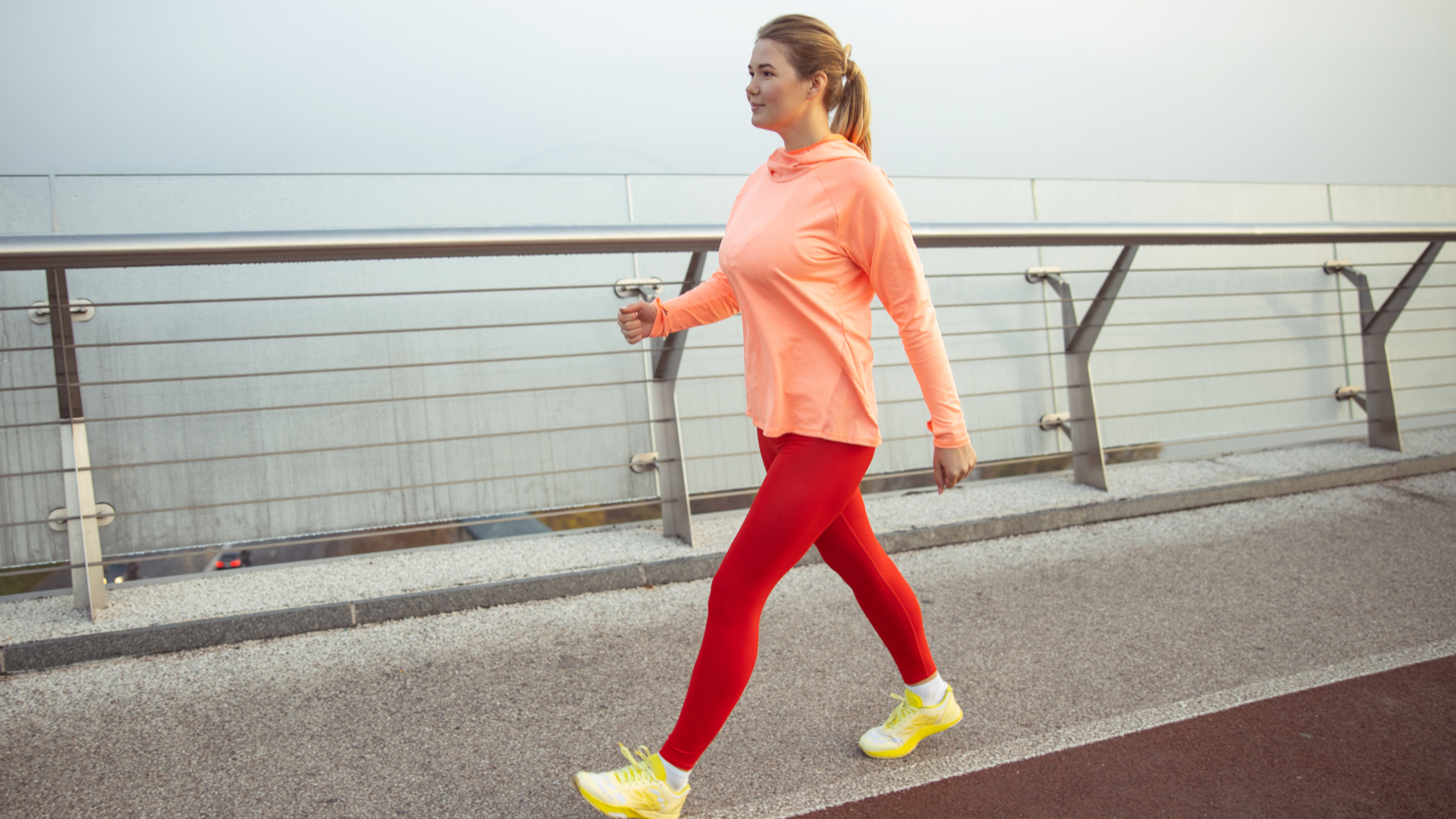 A woman walking outside