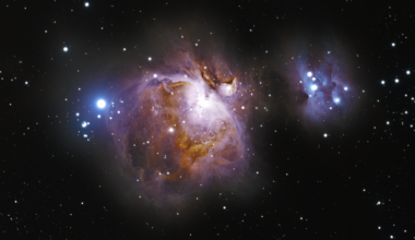 Deep-sky photos: Large swirls of electric pink nebulosity over a background of prolific stars.