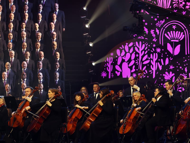 The Tabernacle Choir and Orchestra at Temple Square, under the direction of Mack Wilberg and Ryan Murphy, perform during the "Songs of Hope" tour concert at Ginasio do Ibirapuera in São Paulo, Brazil, Friday, Feb. 27, 2026.
