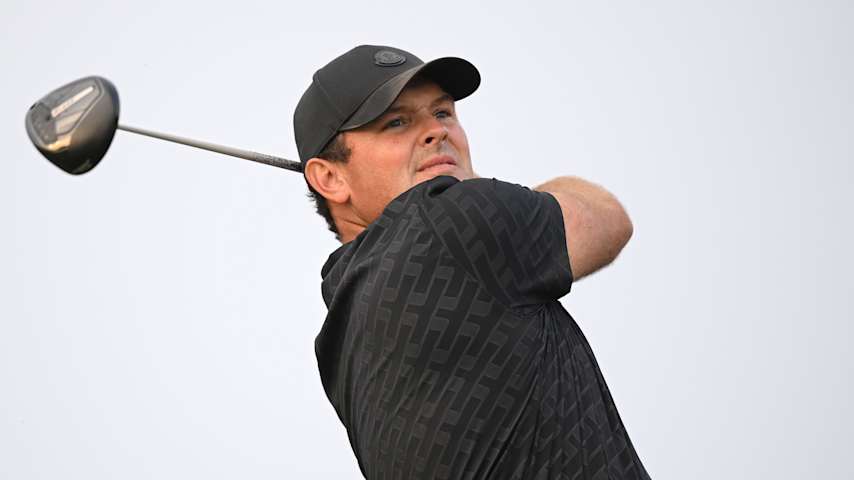 Patrick Reed plays his tee shot on the 16th hole in Round 3 at the Qatar Masters 2026 at Doha Golf Club. (Stuart Franklin/Getty Images)