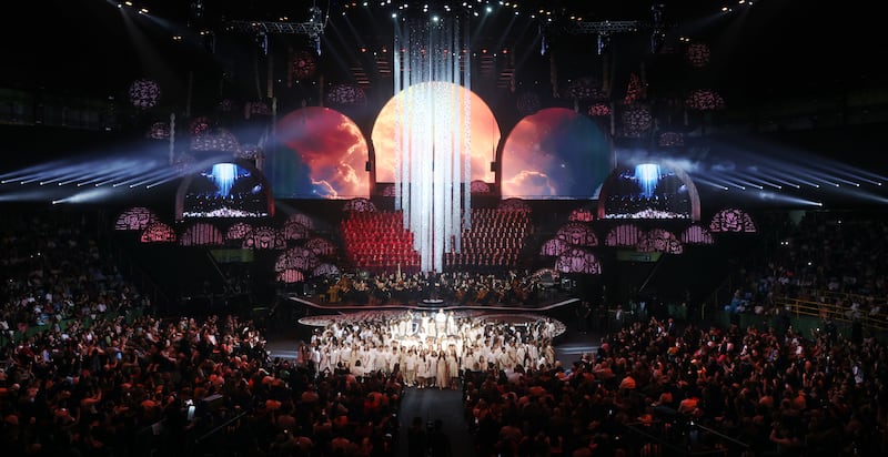 Around 200 children from São Paulo perform with The Tabernacle Choir and Orchestra at Temple Square, under the direction of Mack Wilberg and Ryan Murphy during their "Songs of Hope" tour at Ginasio do Ibirapuera in São Paulo, Brazil, Friday, Feb. 27, 2026.