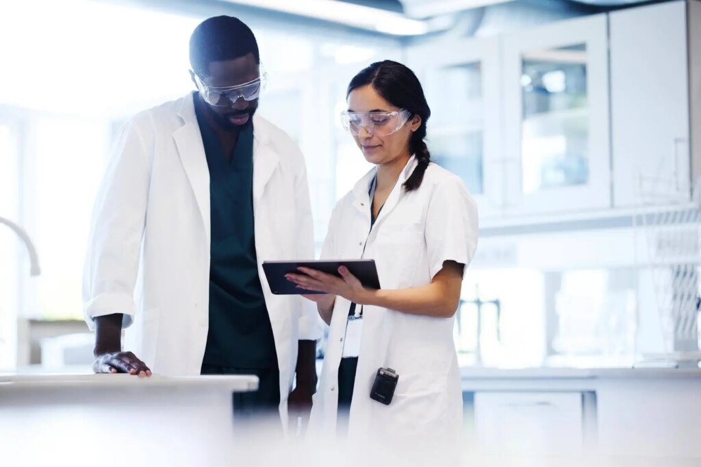 Scientists working together in a laboratory