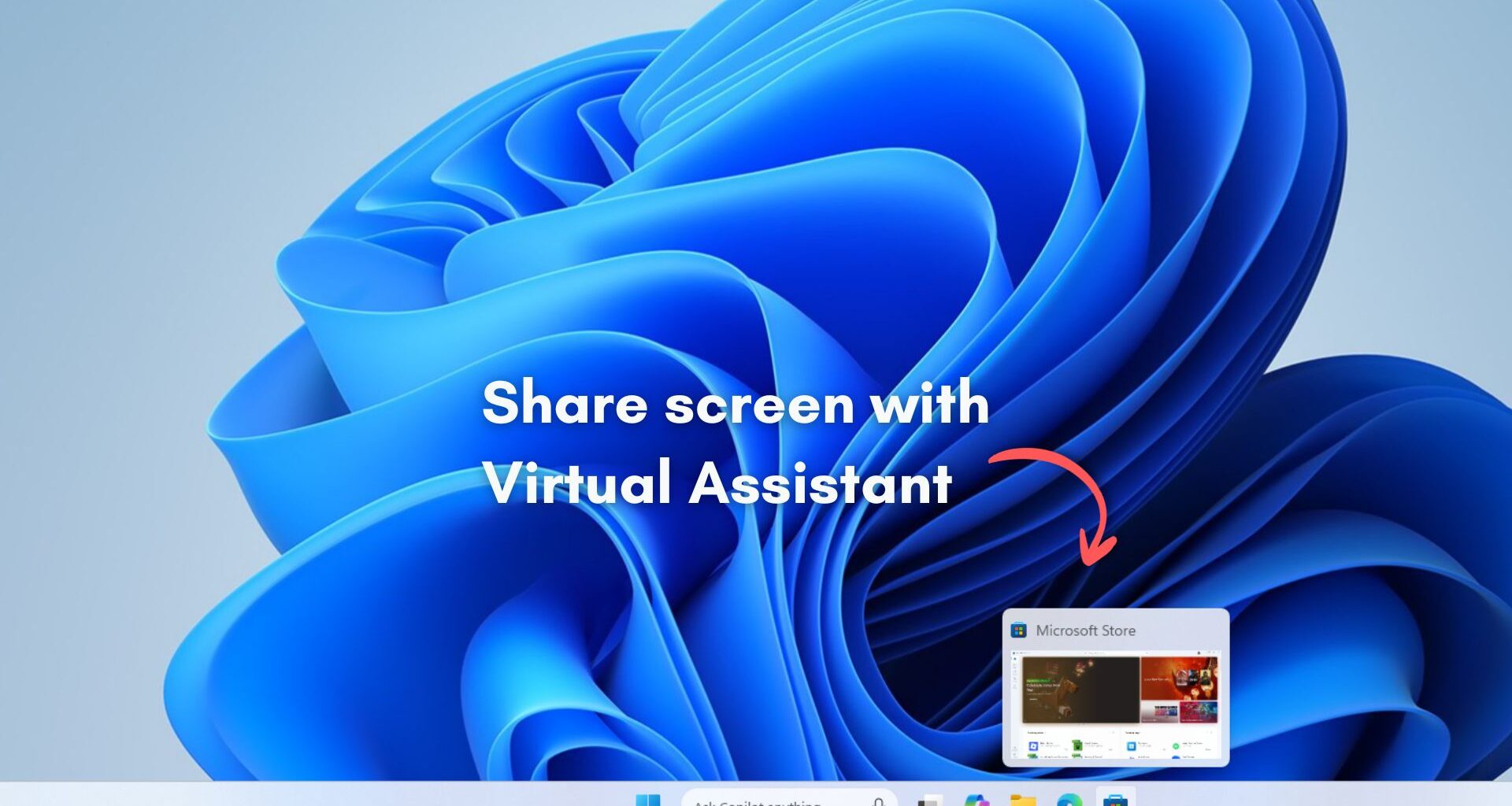 Share any window from taskbar with virtual assistant