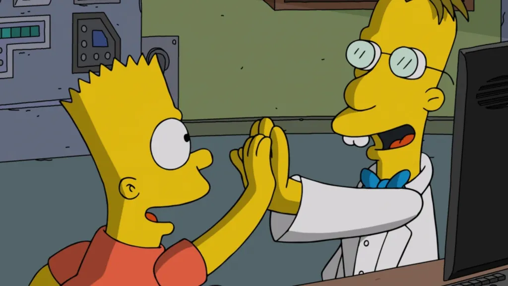 Bart and Frink in The Simpsons Bart 'N' Frink