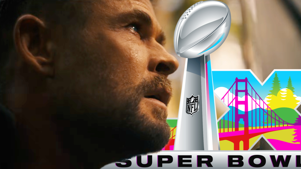Thor in Avengers Doomsday with the Super Bowl logo