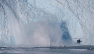 "A flying block of ice the size of a truck nearly knocked our helicopter out of the air” – A stark reminder of the colossal power of nature