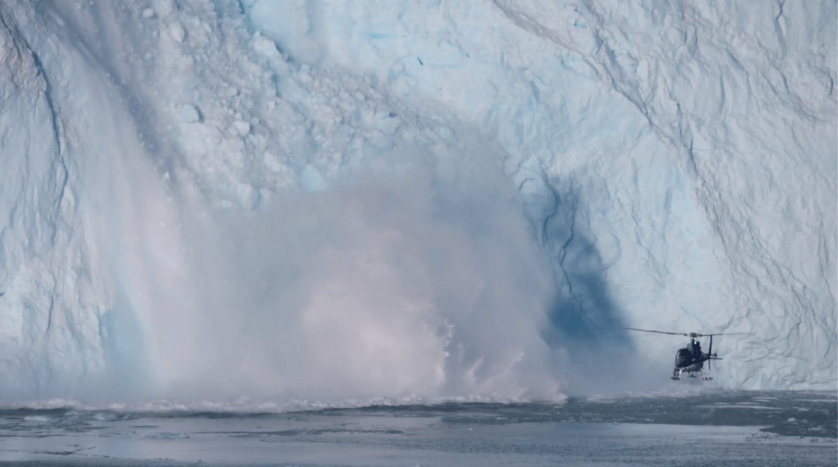"A flying block of ice the size of a truck nearly knocked our helicopter out of the air” – A stark reminder of the colossal power of nature