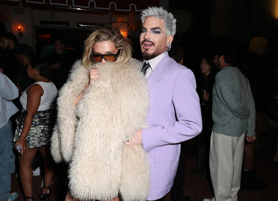 Kesha and Adam Lambert at the EPIC Records x Hennessy GRAMMYS Party held at Sunset Tower on January 30, 2026 in Los Angeles, California. (Photo by JC Olivera/WWD via Getty Images)