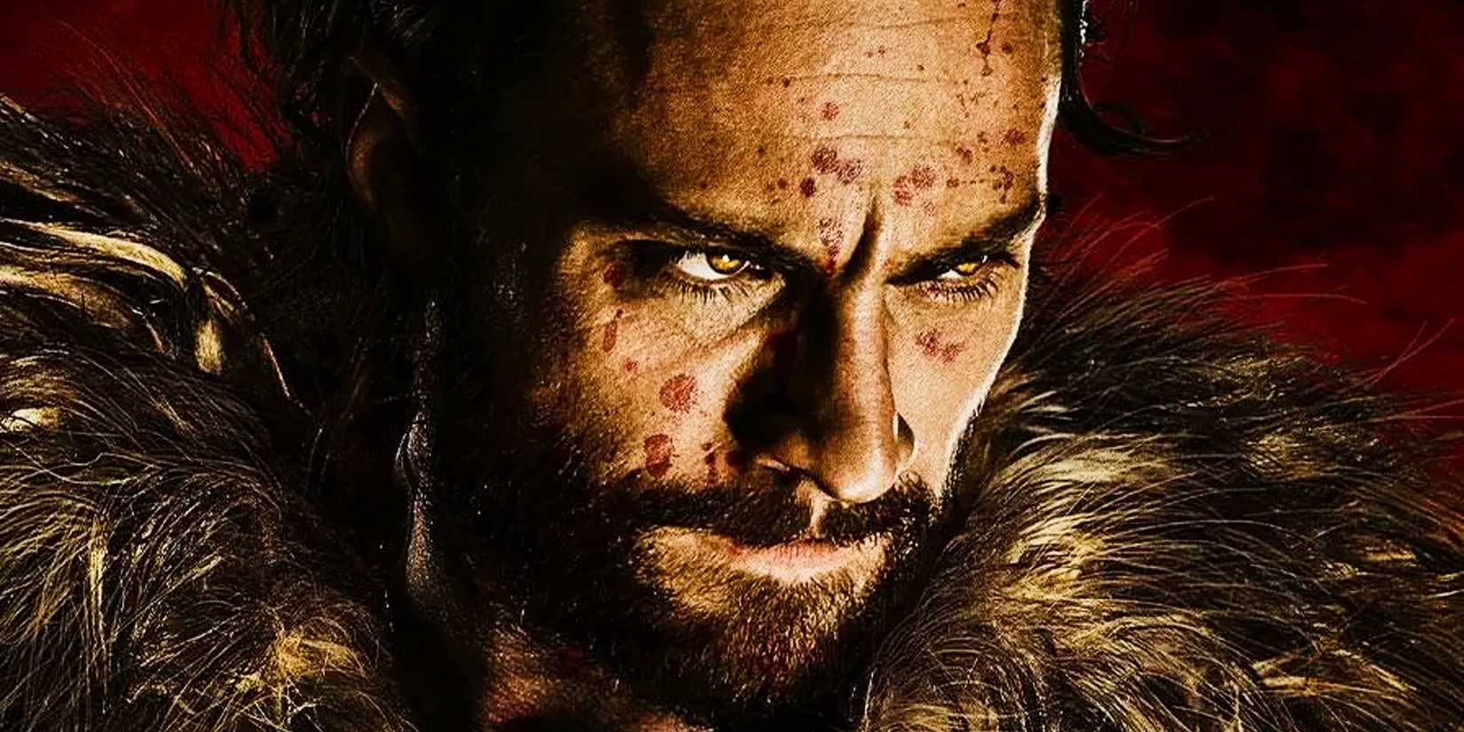 Aaron Taylor-Johnson as Kraven the Hunter in the movie poster