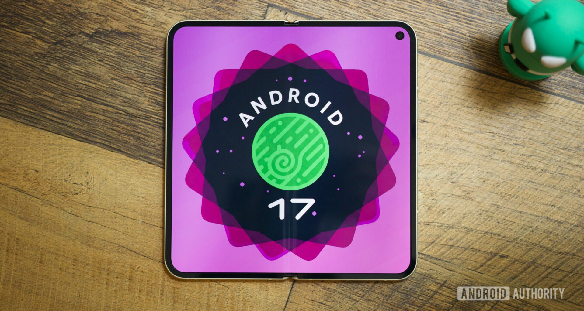 The Android 17 logo on a Pixel phone.