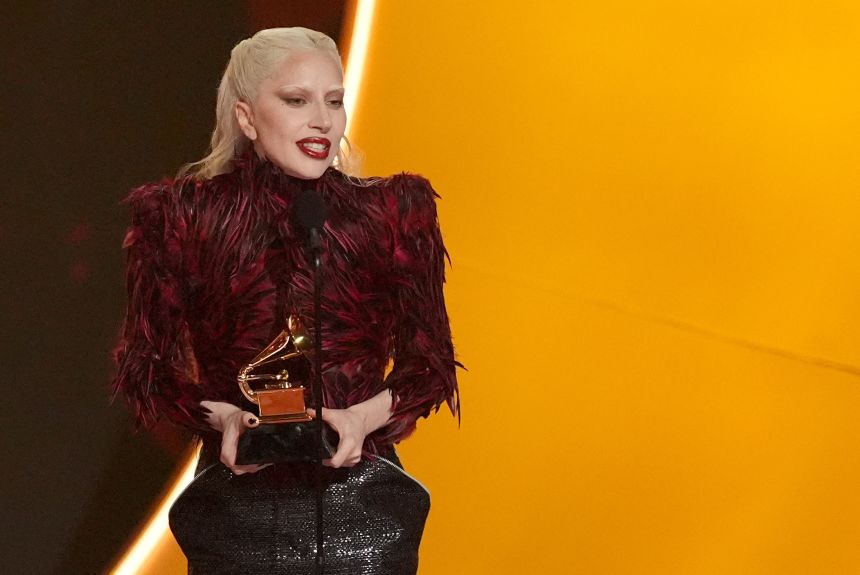 Lady Gaga accepts the award for best pop vocal album for 
