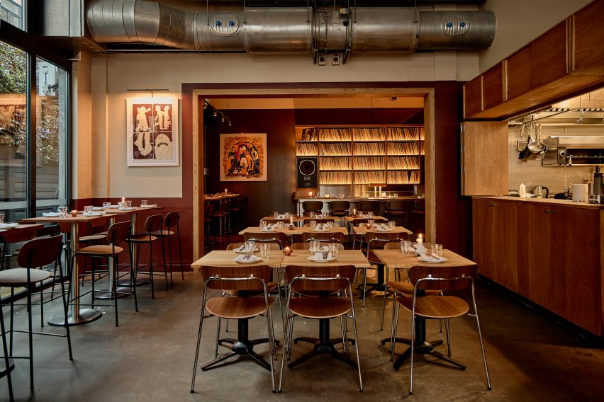 London restaurant with vinyl records