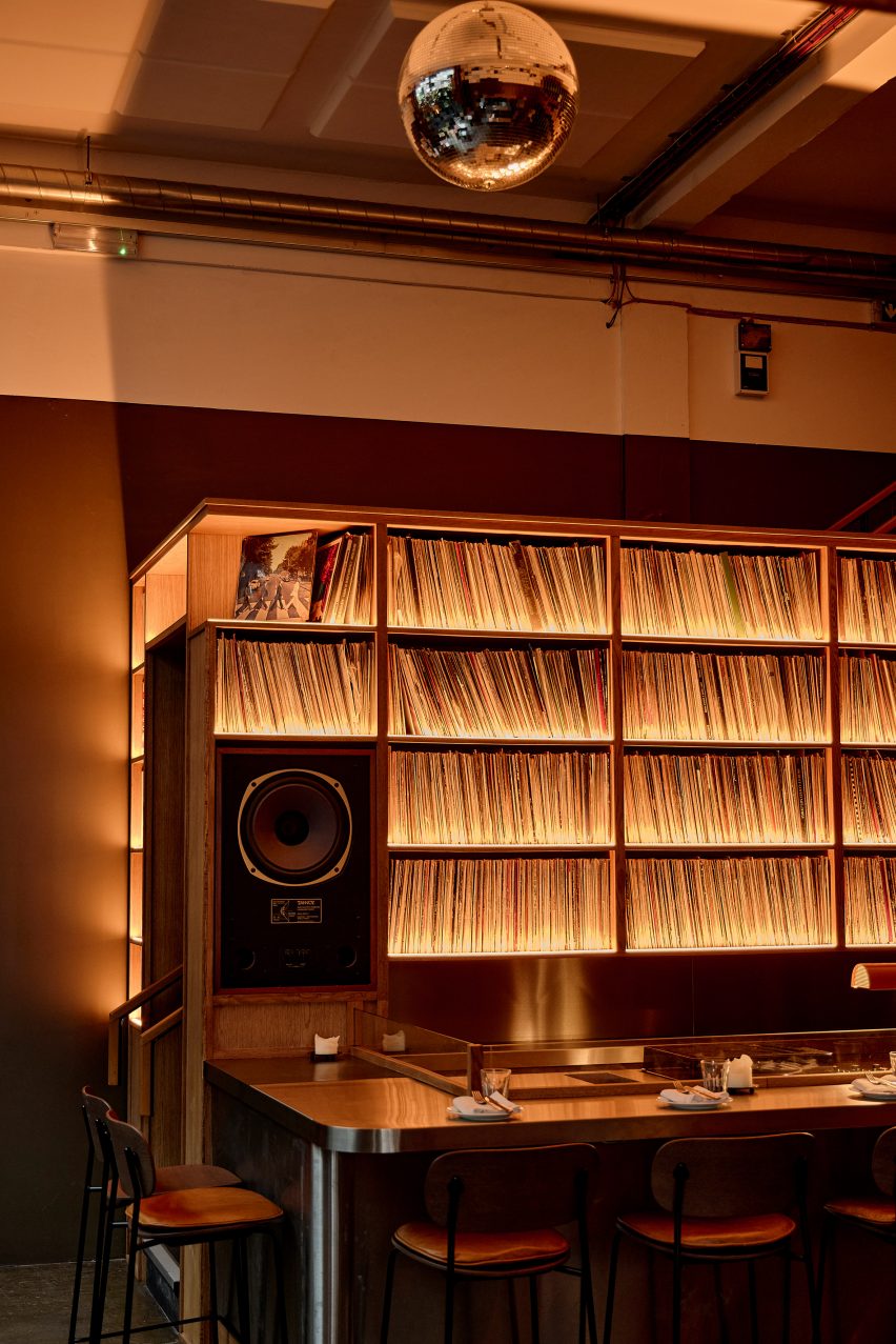 Custom-made vinyl shelves
