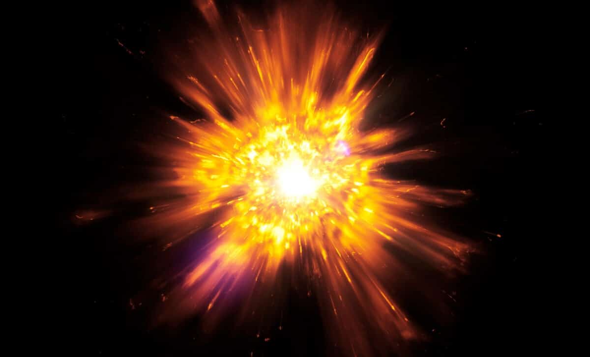 Big Bnag. An Image Of A Great Explosion With Flyin Sparks