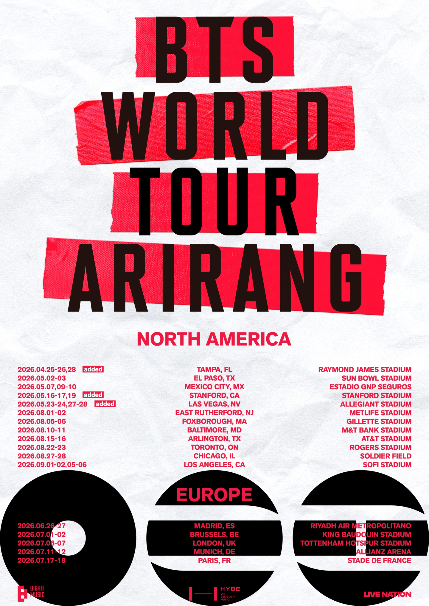 BTS's world tour dates [BIGHIT MUSIC]