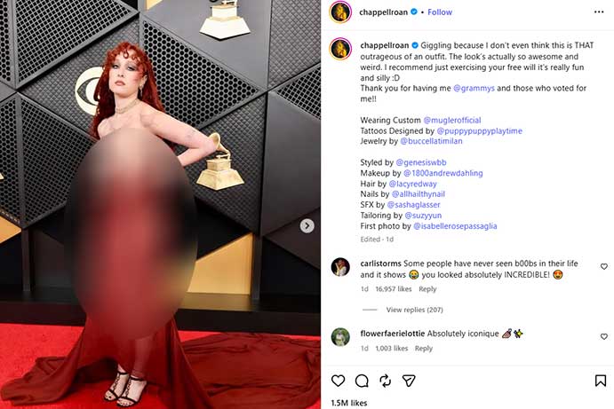 ‘Nothing Short of Demonic’—Shane Pruitt Responds To Topless Grammys Red Carpet Moment