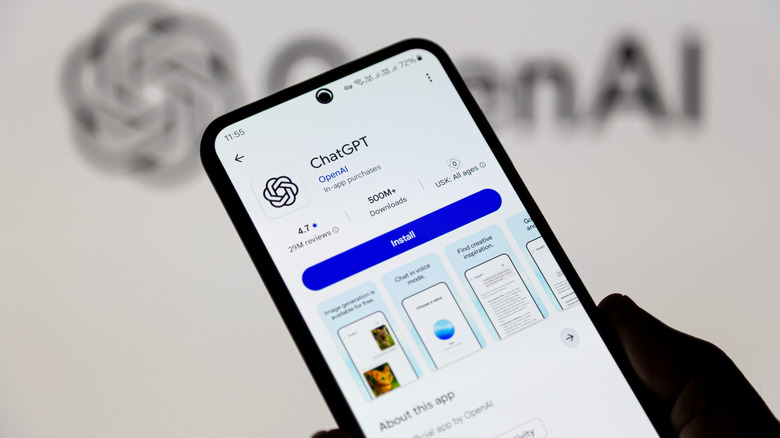 Smartphone showing ChatGPT page on the Google Play Store