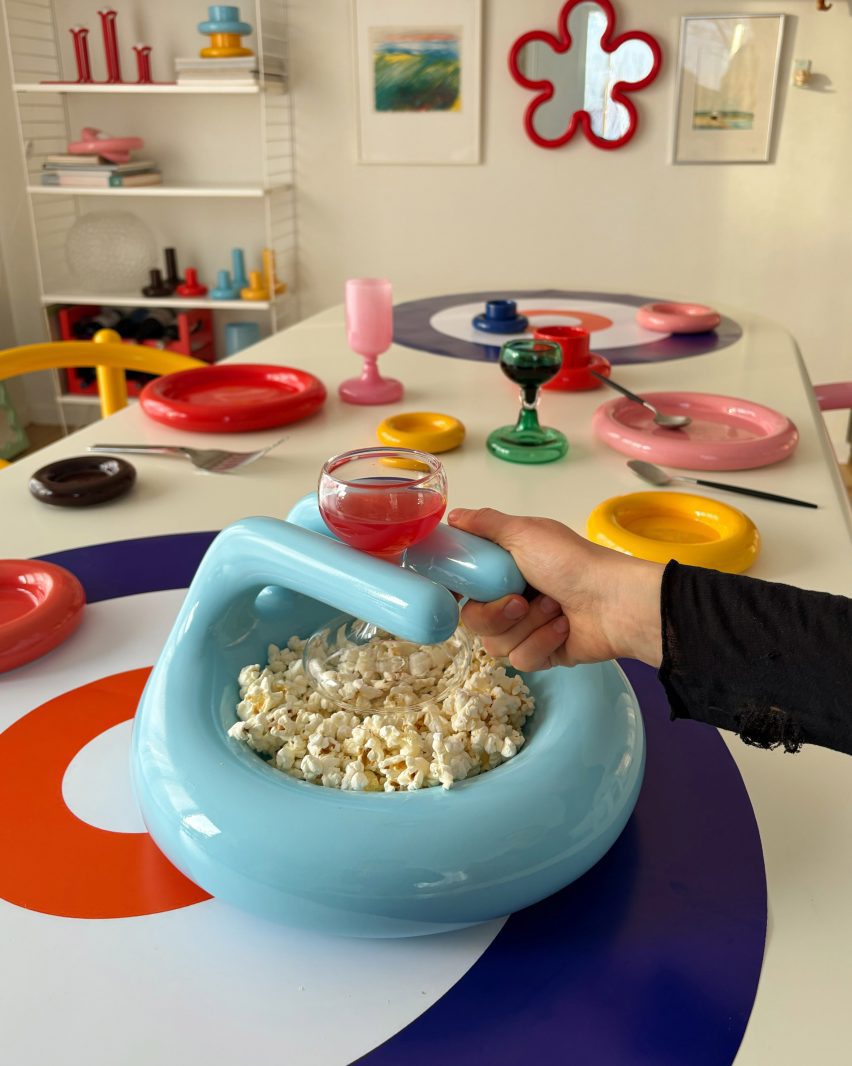 Sky blue Curling Bowl on dining table