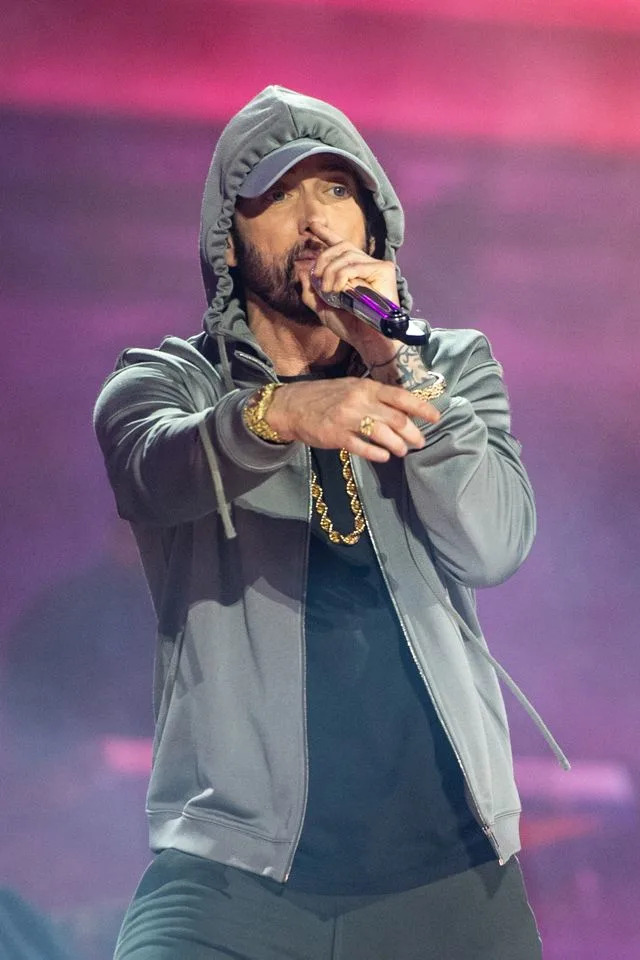 Eminem performs in Detroit in June 2024 Aaron J. Thornton/Getty