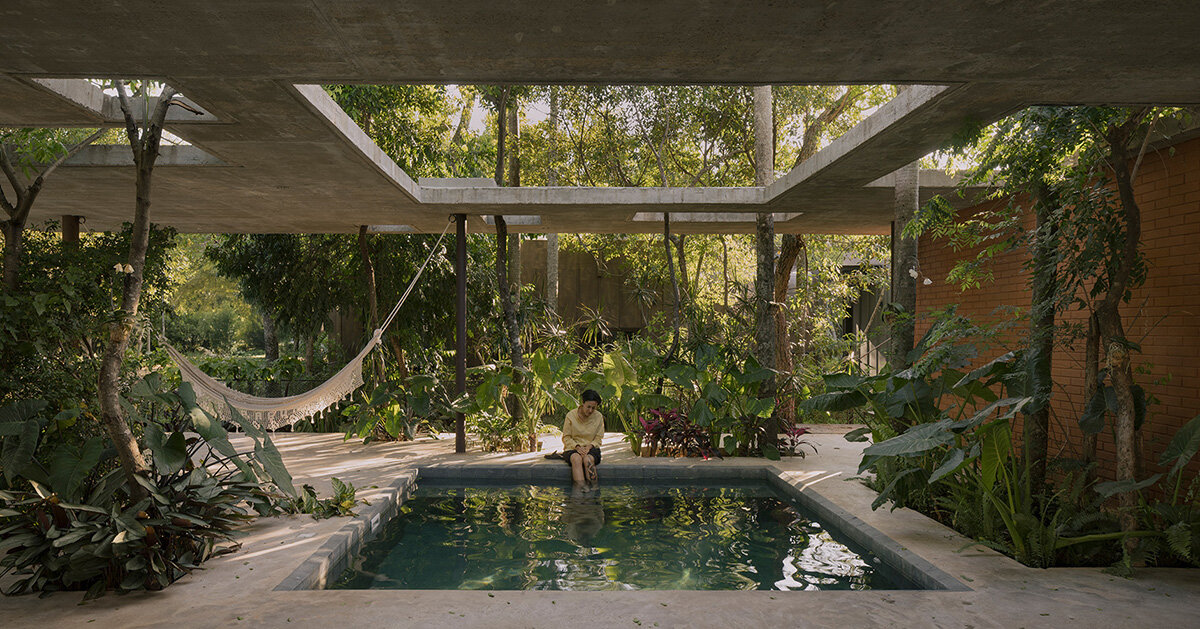 equipo de arquitectura organizes compressed earth house around native trees in paraguay
