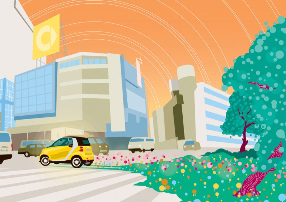 Smart Cars – classic vector work in Ben the Illustrator style in Vice Magazine