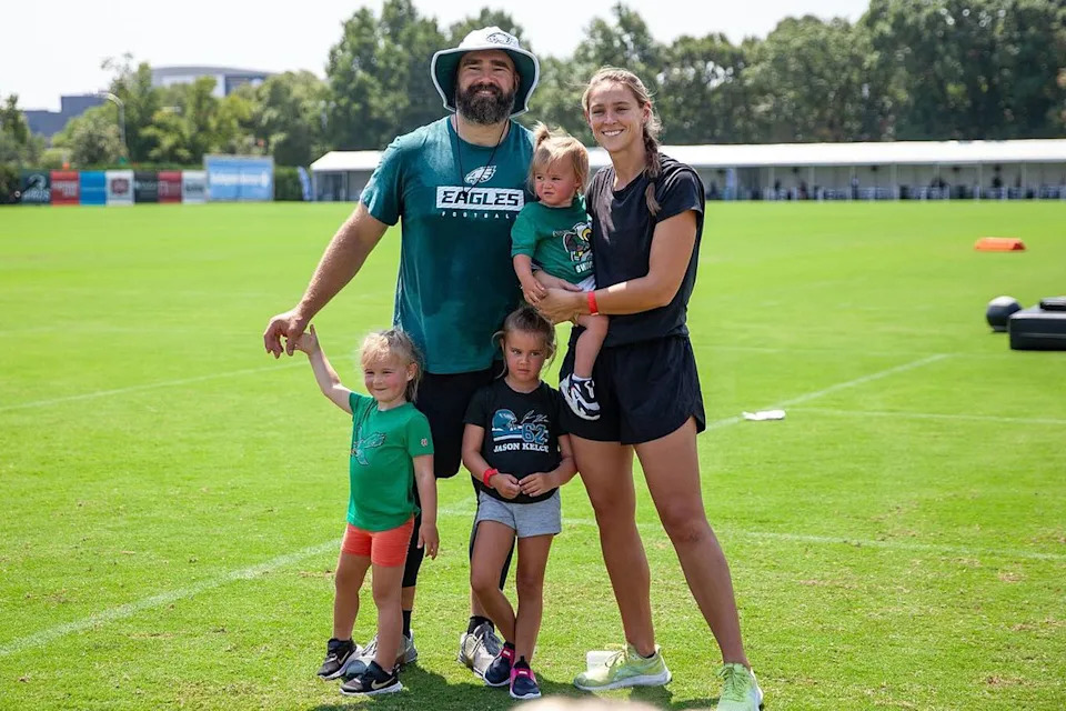 Jason and Kylie Kelce with their three eldest kids. Kylie Kelce/Instagram