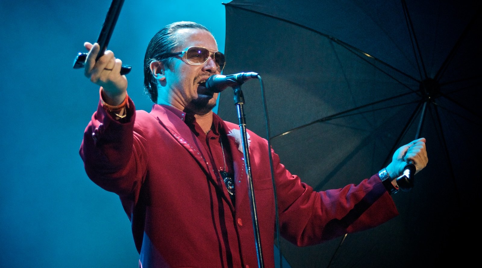 Mike Patton performing live on stage with Faith No More