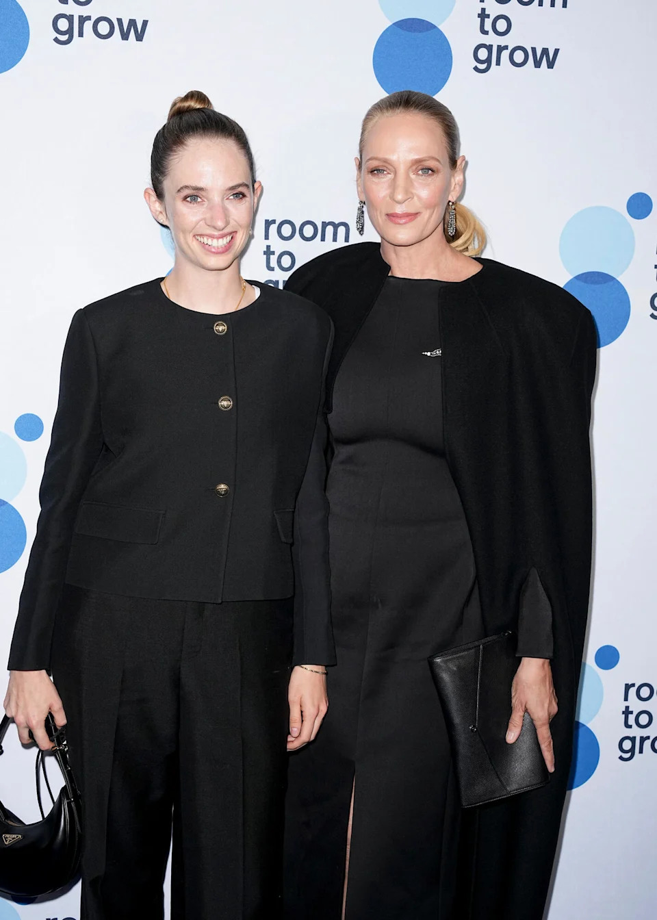 Maya Hawke and Uma Thurman at Room To Grow's 25th Anniversary Gala held at the Ziegfeld Ballroom on October 25, 2023 in New York City.