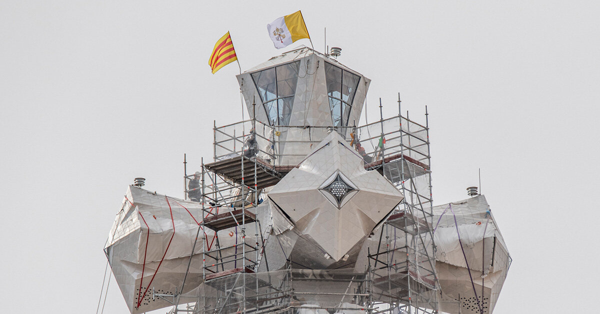 gaudí's sagrada família reaches full height as cross tops its tallest tower