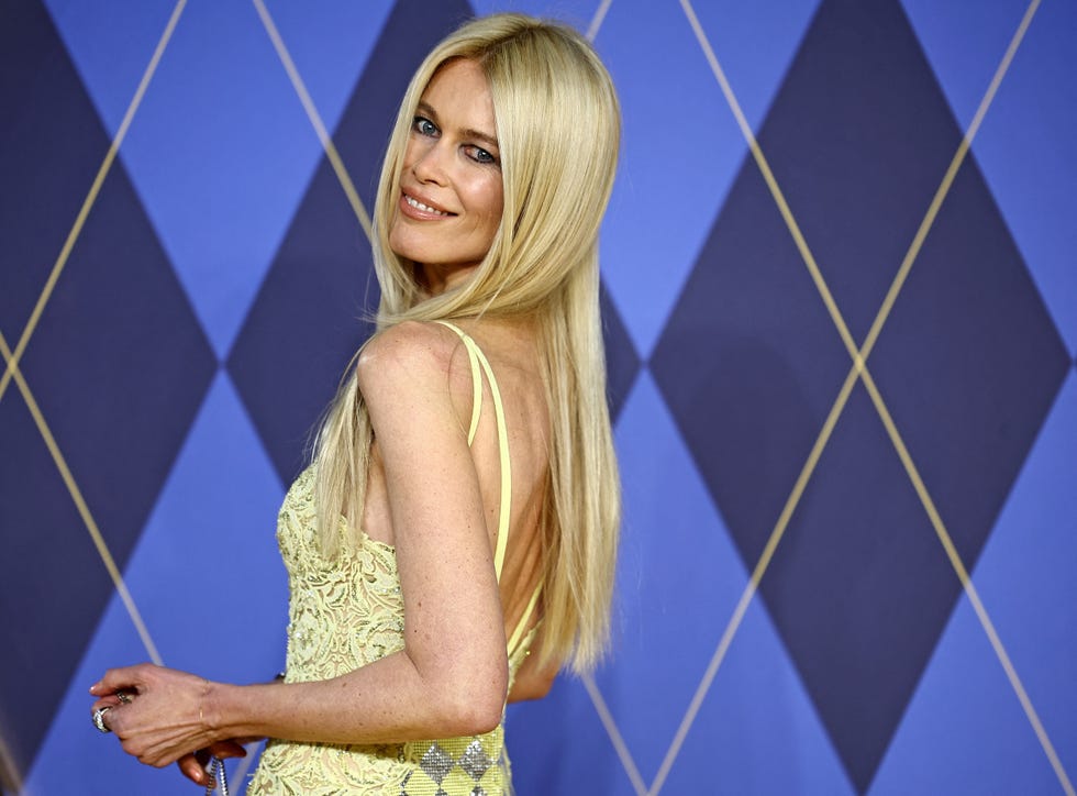 german model claudia schiffer poses on the red carpet upon arrival to attend the world premiere of the film "argylle" in central london on january 24, 2024. (photo by henry nicholls / afp)