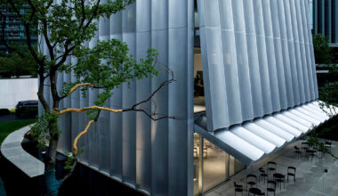 perforated facade peels from TAOA's hangzhou empathy museum