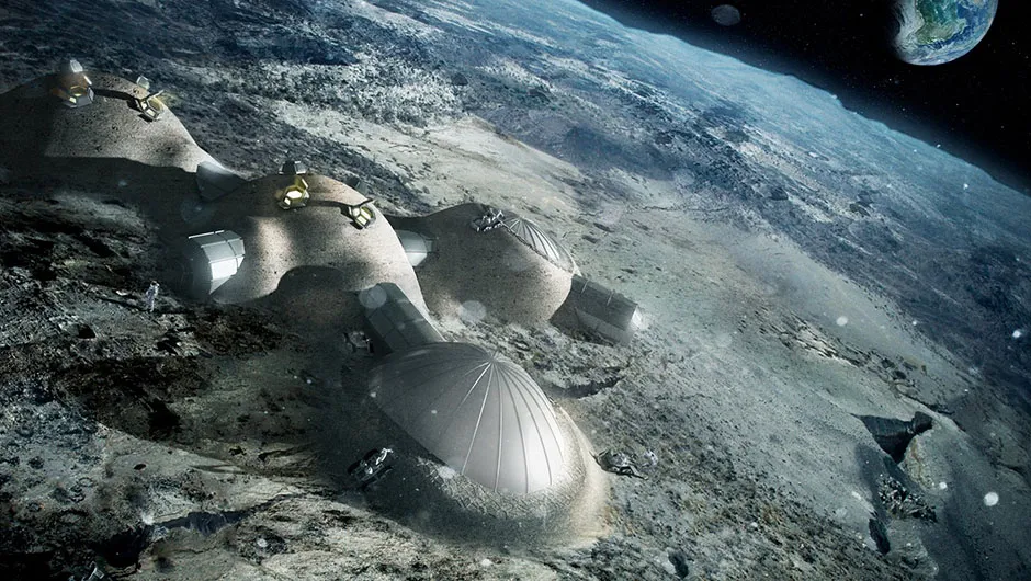 One possible ‘Moon village’ being considered by NASA and ESA. This is a multi-dome lunar base with inflatable domes. Copyright ESA/Foster + Partners