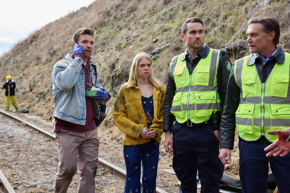 Levi Fowler, Lacey Miller, Cash Newman and David Langham in Home and Away levi fowler, lacey miller, cash newman and david langham in home and away