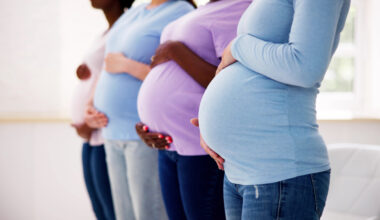 Pregnant Woman Group In Row