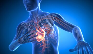 X-ray 3D illustration of man with chest pain with blue background - heart attack