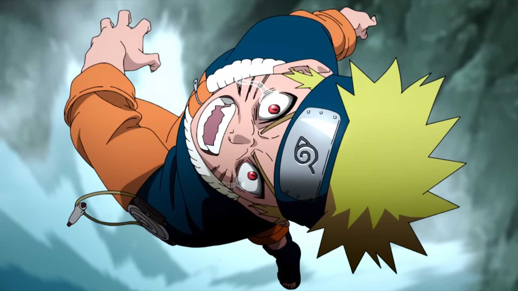Naruto attacking Sasuke in Naruto