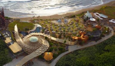 fibonacci sequence inspires surrealist bali beach club’s architecture