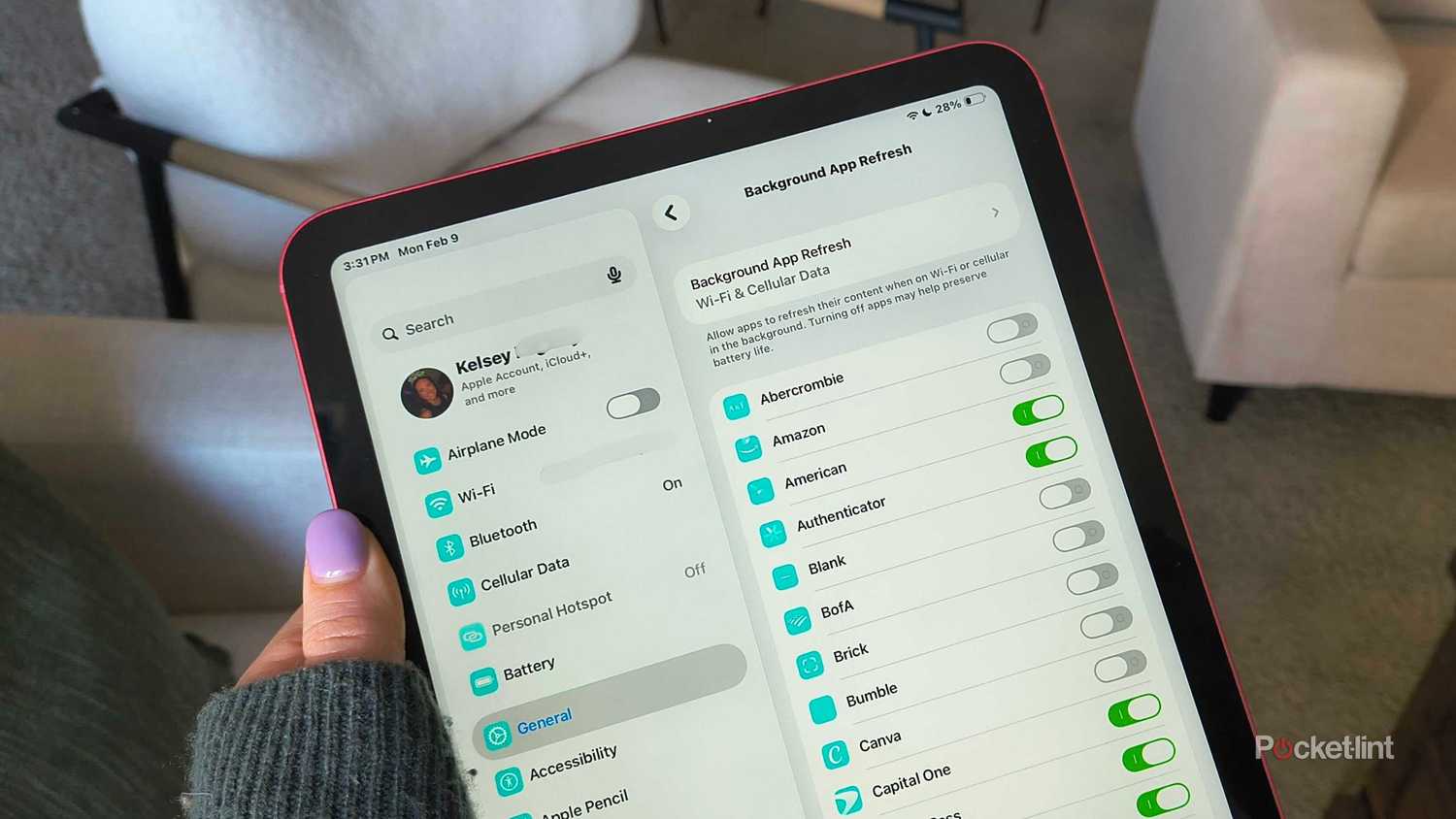 Background App Refresh on an iPad. 