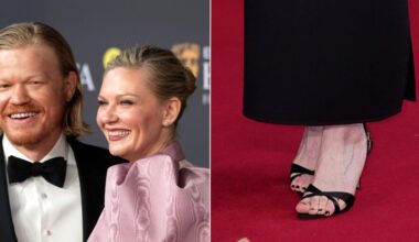 Kirsten Dunst wore Aquazzura's Alex Sandal 85 while supporting her husband Jesse Plemons at the 2026 BAFTA Awards on Sunday in London.