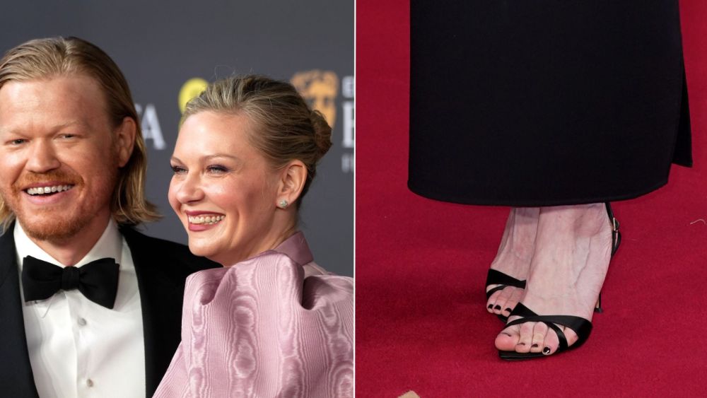 Kirsten Dunst wore Aquazzura's Alex Sandal 85 while supporting her husband Jesse Plemons at the 2026 BAFTA Awards on Sunday in London.